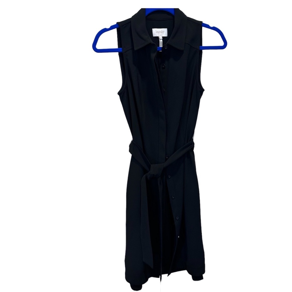 Laundry by Shelli Segal Black Belted Button-Down Sleeveless Dress Size 4 EUC